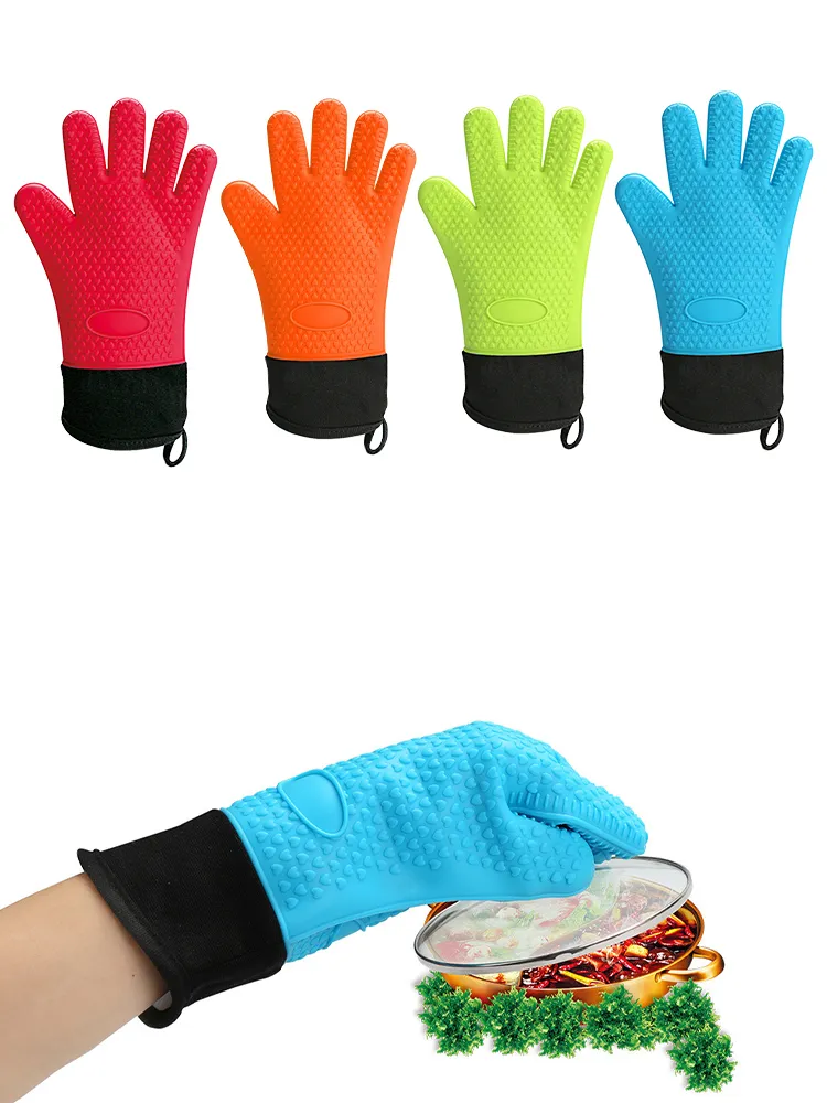 Heat Resistant Silicone Grilling Gloves,long Waterproof Bbq Kitchen