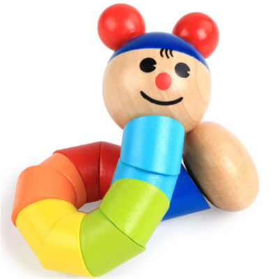 Montessori Educational Natural Wooden toy Caterpillar Doll 3D Sensory Jigsaw Brain Training Early Inlectual Learning Toys