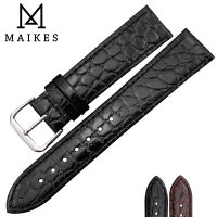 MAIKES Watch Accessories Genuine Leather Watch Strap Crocodile pattern Wrist Band Soft Watchbands 12mm -20mm Black celets