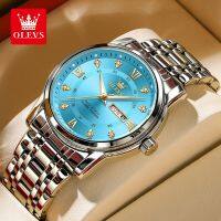 OLEVS Jam Tangan Lelaki Original Waterproof Quartz Movement Stainless Steel Luminous Calendar Business Leisure Noble Luxurious Men Watch Black Blue Cyan Wristwatch TY712 【BYUE】