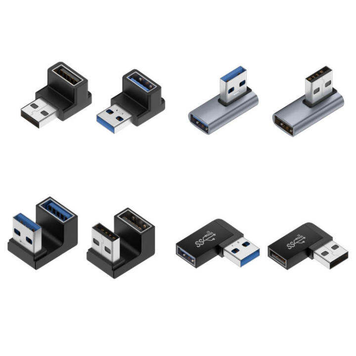 Right Angle USB Adapter USB 3.0 Adapter Male to Female Vertical Up and Down Angle Coupler ...