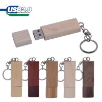 (over 10pcs free logo) Wooden rotatable USB 2.0 flash drive 4GB 16GB 32GB 64GB U disk memory stick with metal keychain gifts