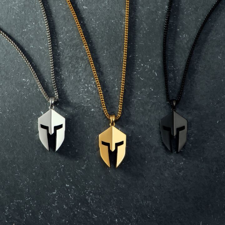 new-arrival-spartan-helmet-pendant-necklace-hip-hop-men-women-couple-necklace-pendant-for-lovers-rapper-stainless-steel-jewelry