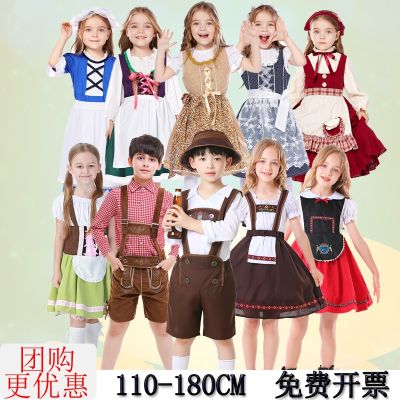 French boys and girls performance costumes German national traditional Bavarian Childrens Festival stage performance beer costumes
