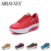 Airavata Womens Rocking Shoes Leather Running Sneakers Thick Bottom Casual Outdoor Waterproof Platform Shake Shoes Wedges 35-42