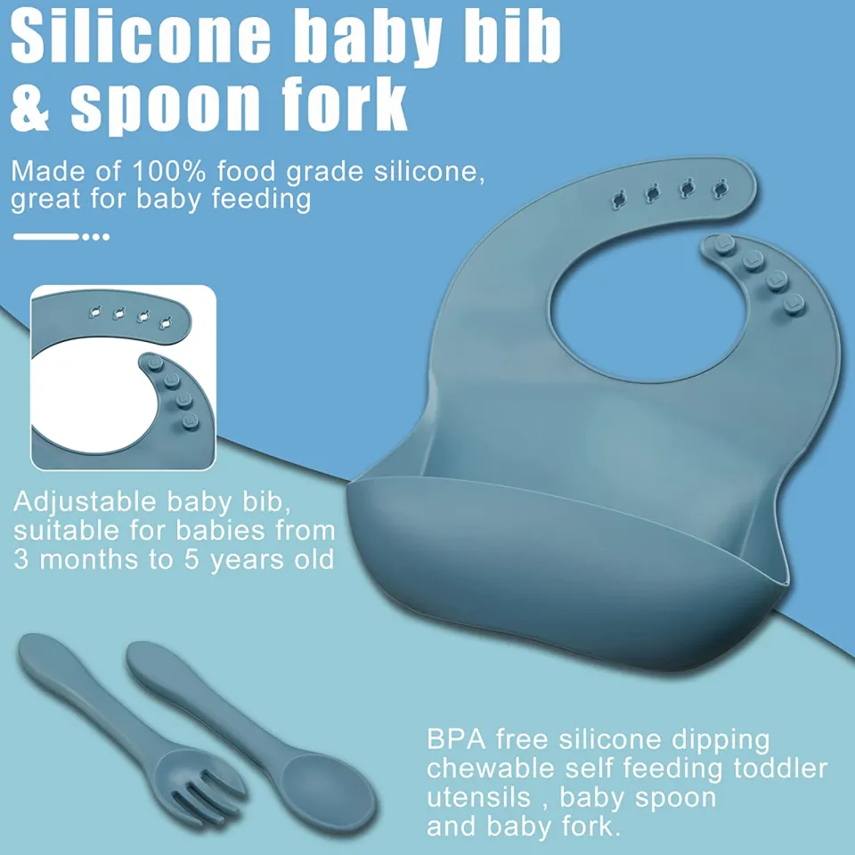 Baby Feeding Utensils, 2pcs/set Silicone Spoon And Fork, Bpa-free, Easy  Cleaning And Chewable