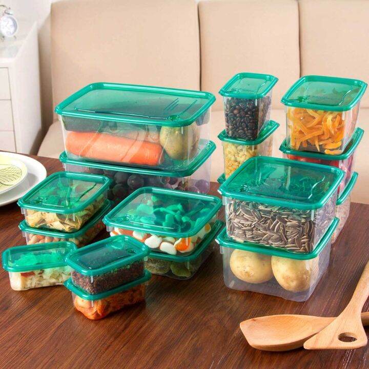 17pcs/set Kitchen Microwave Oven Refrigerator Seal Food Storage Box Container Clear Plastic