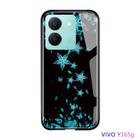 Volans เคสสำหรับ Vivo Y36 Y36 5G หรูหราเหมือนดอกไม้ในฝันเคสกันกระแทกรูปผีเสื้อดาวกระจกนิรภัยมันวาวฝาหลัง