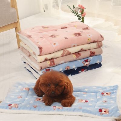 [pets baby] Pet Dog Washable SoftThickened Pet Pad Soft Fleece Blanket Pet Bed Mat Dog Cat Cushion Home RugWarm Sleeping Cove