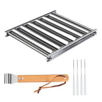 With Sticks Anti Scald BBQ For Grill Party Wooden Handle Home Rack Stainless Steel Sausage Detachable Camping Picnic Heat Resistant Hot Dog Roller