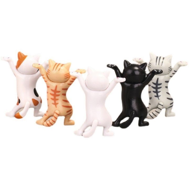 5-sets-of-cute-dancing-weightlifting-cat-pen-holder-handheld-ornaments-children-39-s-creative-cartoon-doll-toys