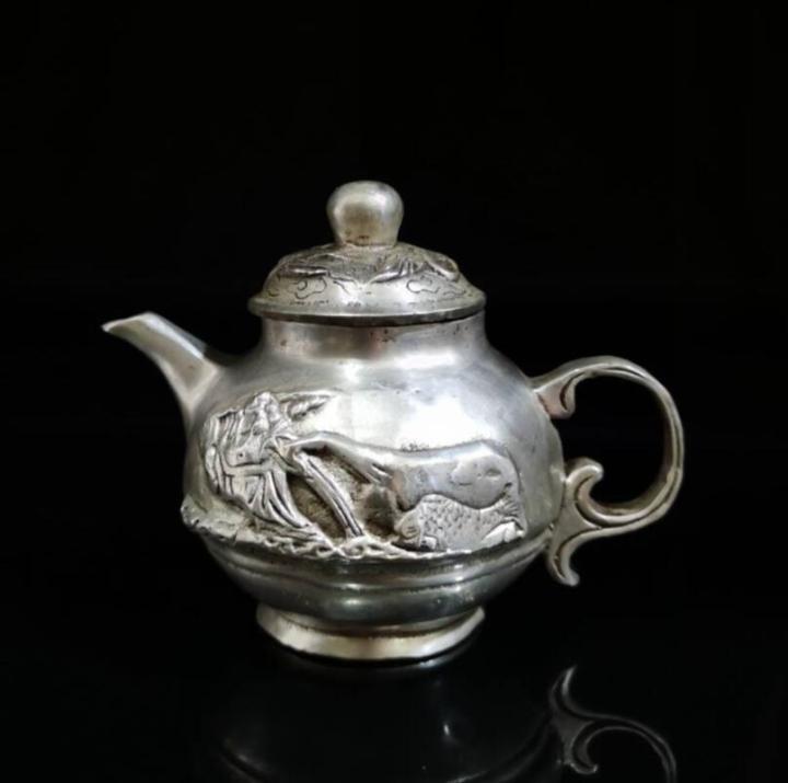 จีนสีขาวทองแดง-m-aitreya-พระพุทธรูปกาน้ำชาขนาดเล็กงานฝีมือรูปปั้น