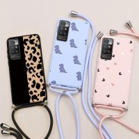 For Cover Xiaomi Redmi 10 Case Crossbody Necklace Strap Lanyard Cord Silicone Back Funda For Redmi10 redmi 10 6.5 39; 39; Flower Couqe