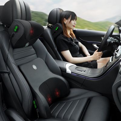 【YF】 JINSERTA Car Massage Neck Support Pillow Seat Back Headrest Simulation Human Travel Accessories