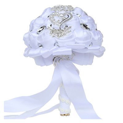 Handmade Romantic Wedding Bouquet Bride Holds Bouquet Wedding Decoration Silk Flower and Rhinestone Decoration