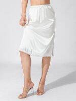 [COD] Womens Color Skirts Elastic Waist Underskirt Trim Skirt for Under Dresses Black/White