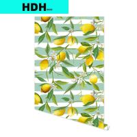 ○ Watercolor Lemon Peel and Stick Wallpaper Floral Removable Green/Yellow Vinyl Cabinet Self Adhesive Wallpaper Wall Stickers