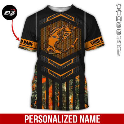 2023 Personalized Name Fishing Orange Steel Camo All Over Printed Clothes SC672