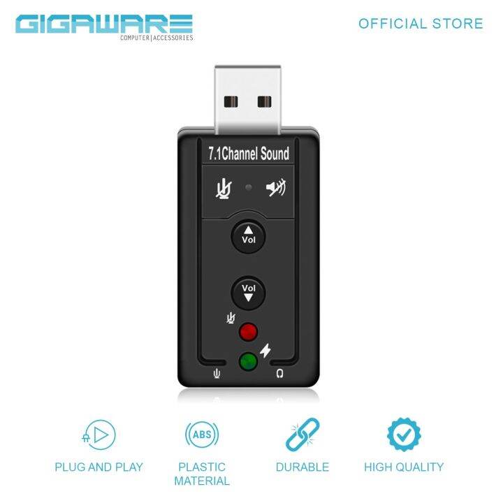 Gigaware 7.1 Channel 3D External USB Audio Sound Card Mic Adapter 3.5