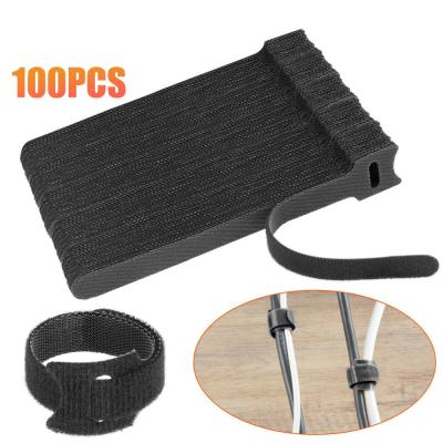 100pcs T-type Cable Ties Releasable Cable Tie Reusable Self-adhesive Tape Strap Fixed Cable Wire Storage Straps Adhesives Tape