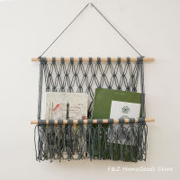 【cw】Nordic Hand- Macrame Wall Hanging Tapestry Tassel Storage Rack Toy Book Magazine Plants Fruit Net Bag For Kids Room Deocr