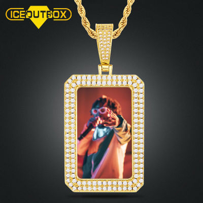 Custom Photo Medallions Pendant Necklace Double Row Of Crystal For Mens Hip Hop Jewelry Bling Crystal Rap Style Cubic Zircon