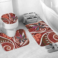 Bathroom Mat Set Polynesian Tattoo Tribal Funny 3D Printed Pedestal Rug Lid Toilet Cover Bath Mat Set Drop Shipping Style-1