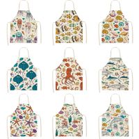 Marine Organism Apron Dolphin Jellyfish Aprons for Women Apron Kitchen Octopus Conch Cafe Apron for Men Kitchen Apron