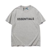 ESSENTIALS ใหม่ unisex หลวมโลโก้พิมพ์เสื้อยืดแขนสั้นผ้าฝ้าย