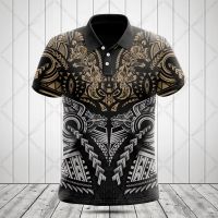 Polynesia Wolf Tattoo Customized Polo Shirts Summer Casual Streetwear Mens Fashion Loose Jersey Plus Size Sportswear