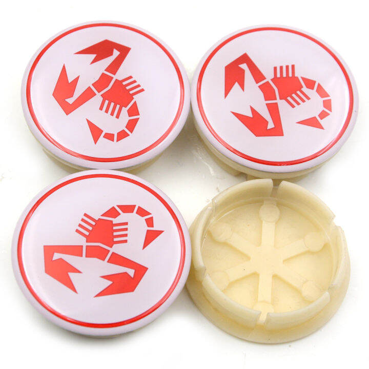 4pcsSet 50mm(42mm) Red Scorpion Abarth Logo Car Hubcaps Covers Wheels