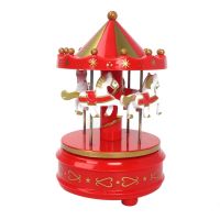 Merry-go-round music boxes Geometric Music baby room decoration Gifts Unisex Wooden Christmas Horse Carousel Box home