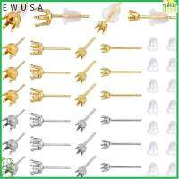 EWUSA เหล็กไร้สนิม ต่างหูรูปกรงเล็บ สีทองสีเงิน ต่างหูเขี้ยวหัวใจกรงเล็บ จี้สำหรับทำเครื่องประดับ ต่างหูหัวใจง่าม อุปกรณ์เครื่องประดับอัญมณี