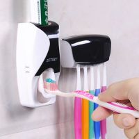 【jw】ↂ♠♘  Automático Wall Mount Creme Dispenser à prova de poeira Toothbrush Holder cremalheira do armazenamento espremedor acessórios banheiro Set