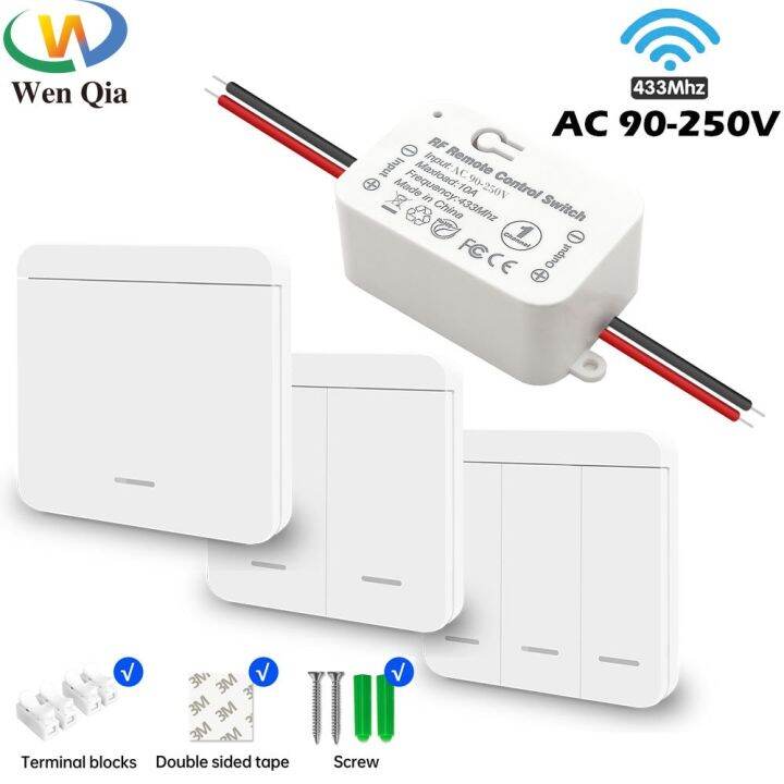 สวิตช์ไฟไร้สาย433mhz-rf-ปุ่มกดสวิตช์อัจฉริยะติดผนัง-ac-110v-220v-รีเลย์รับสัญญาณพัดลมโคมไฟสำหรับเครื่องใช้ภายในบ้านระยะไกล