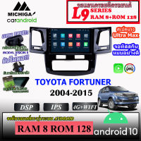 จอตรงรุ่น ระบบ ANDROID TOYOTA FORTUNER 2004-2015 MICHIGA L9 SERIES  รองรับ APPLECARPLAY ANDROIDAUTO CPU 8CORE RAM8 ROM128 9นิ้ว มาพร้อมชุดหน้ากากตรงรุ่นและชุดสายไฟตรงรุ่น