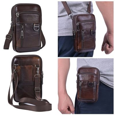 New Mens Genuine Leather Cowhide Vintage Belt Pouch Purse Fanny Pack Waist Bag For Cell Phone Belt Pack Loop Waist Bag Holster Running Belt