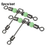 5pcs ทนทาน Trident ทองเหลือง Barrel Splitter 3 Way Connector Luminous T-shape Fishing Swivels Rolling Swivel with Pearl-SLPPP STORE