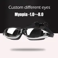 -1.5 To -8.0 Myopia Electroplated Swim glasses Waterproof Anti Fog Diopter Swim Goggles Custom Different Left Right Eye Degrees Goggles