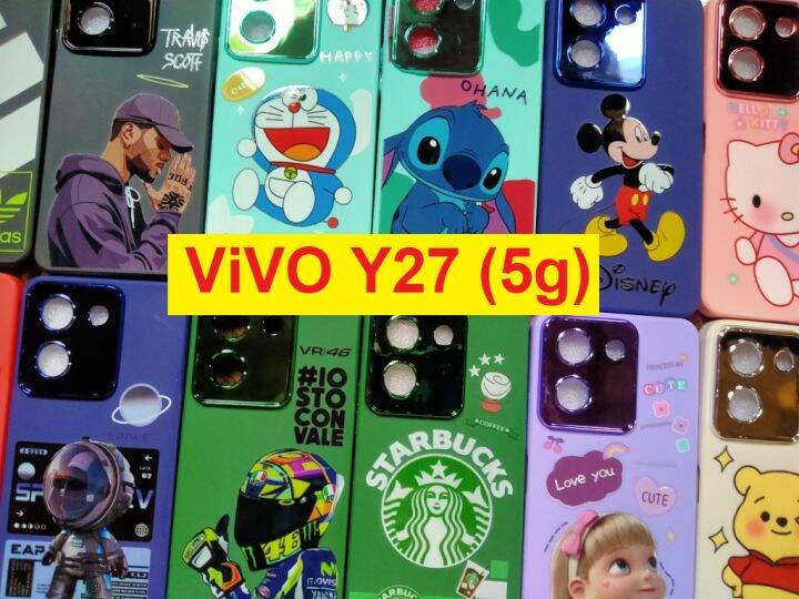 เคส-vivo-y27-5g-เคสนิ่ม-ขอบโครเมี่ยม-พื้นในกำมะหยี่-ลายการ์ตูน