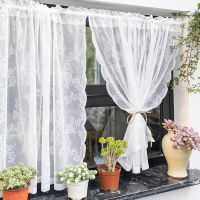 Lace Curtain Pastoral Bay Window Curtain for Living Room Home Bedroom Decor Drapes Transparent Window Screening Partition Drapes