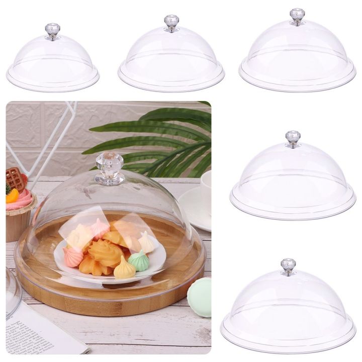 dessert-storage-tray-creative-acrylic-round-dish-dust-proof-food-cover-fruit-display-holder-food-cover-cake-bread-plate