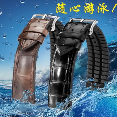 【Hot Sale】 washable silicone strap crocodile unisex wear-resistant soft waterproof genuine leather cowhide