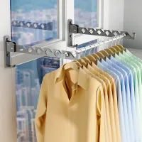 Home Accessories Balcony Foldable Clothes Drying Rack Clothes Drying Rack Invisible Telescopic Rod Wall Hanger Clothing Rack