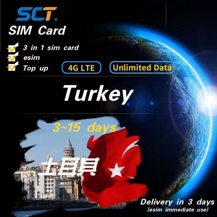 Turkey Travel Sim Card Unlimited Data 【 Hotspot】【 TOPUP】Prepaid Cards