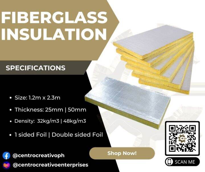 Fiberglass Insulation Board with Double Sided Foil size 1.2mx2.3m