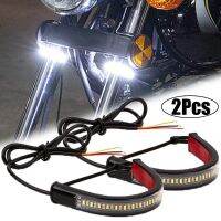 1/2Pcs Universal LED Motorcycle Turn Signal Light DRL Amber White Moto Flasher Ring Fork Strip Lamp Flashing Blinker 12V