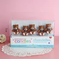 Cakelove 5Pcs/box Birthday Candles Cute Teddy Bear Smokeless Cupcake Cake Topper Candle For Birthday Baby Shower Wedding Party