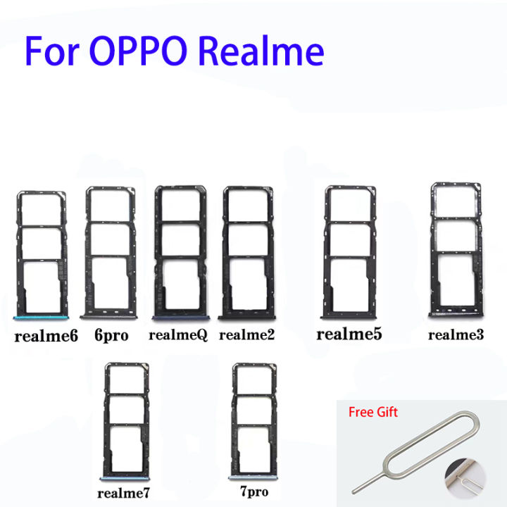 ถาดใส่ซิมการ์ดขาตั้งสำหรับ OPPO Realme 2 3 5 6 7 Q Pro / Realme2 Realme3 Realme5 Realme 5Pro Realme6 Realme 6Pro Realme 7Pro Realme Q ซิมการ์ดอะแดปเตอร์ซิมการ์ดกับไมโครการ์ด SD ผู้ถือถาดช่องเสียบอะไหล่อะแดปเตอร์