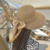 Hats Shop9 หมวกสานกันแดด ตกแต่งคาดโบว์ด้านหลัง (หมวกทรงกล์อฟ) พร้อมส่งจากไทย A001